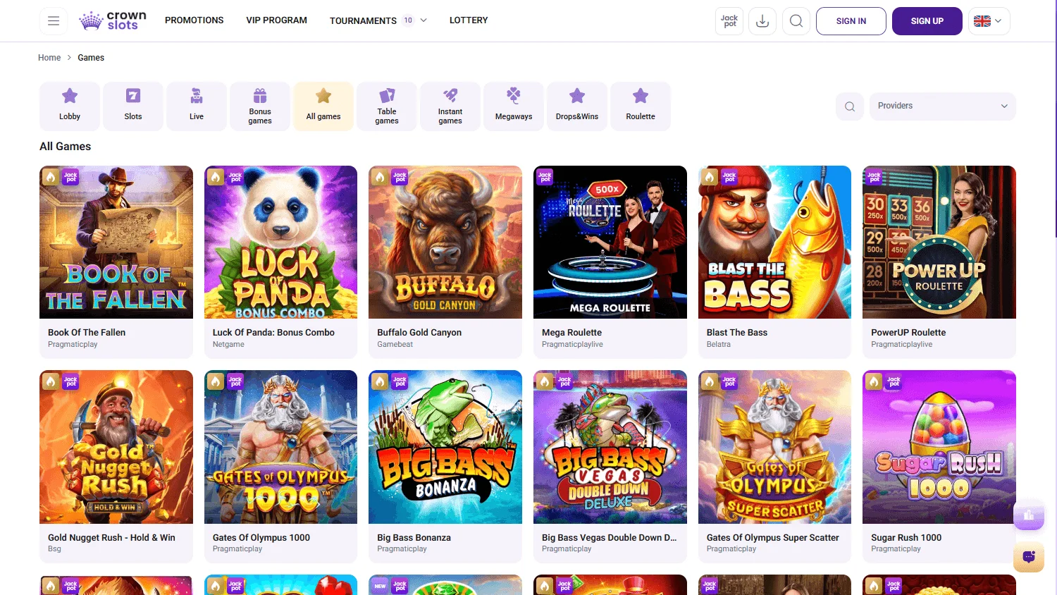 Crown Slots Casino desktop live casino selection with dealer table games